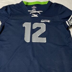 Seahawks Majestic Navy and Silver Women’s Jersey